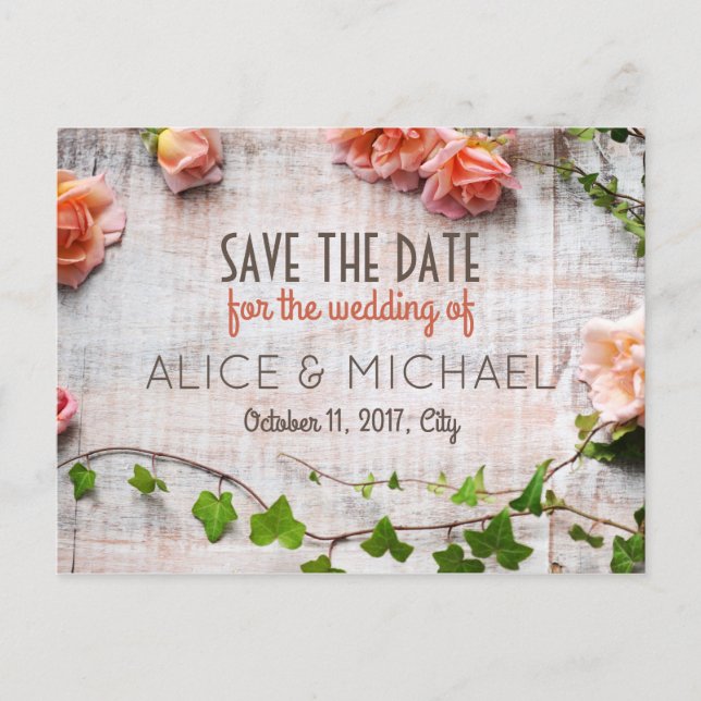 Beautiful rustic floral arrangement announcement postcard (Front)