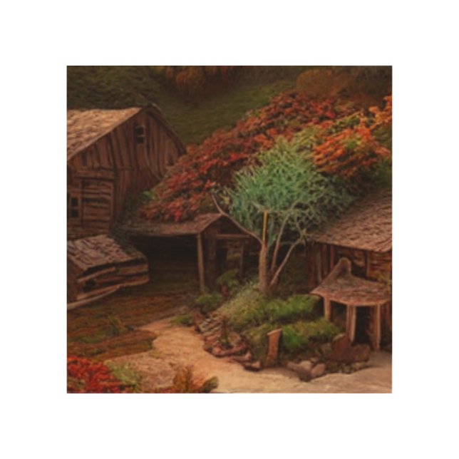 Beautiful rustic landscape  wood wall art (Front)