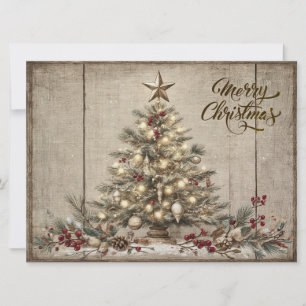 Beautiful rustic Merry Christmas Holiday Card