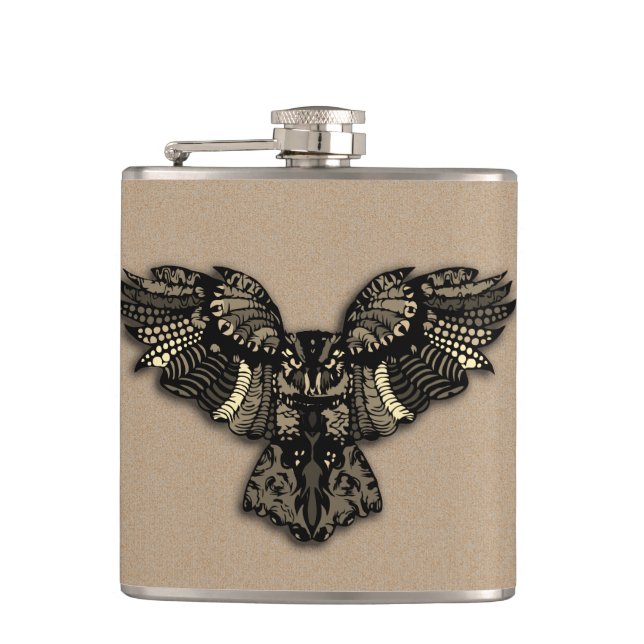 Beautiful Rustic Owl Flask (Front)