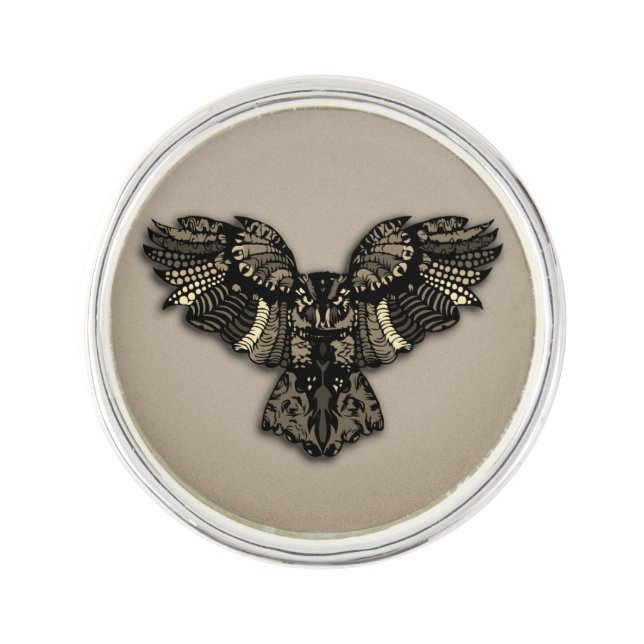 Beautiful Rustic Owl Lapel Pin (Front)