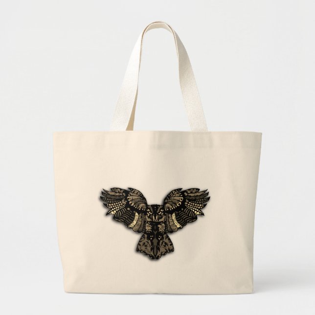 Beautiful Rustic Owl Large Tote Bag (Front)