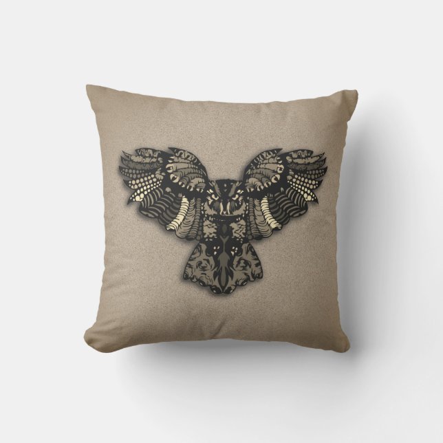 Beautiful Rustic Owl Outdoor Pillow (Front)