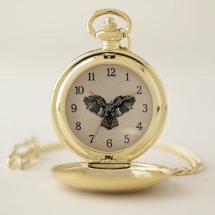 Beautiful Rustic Owl Pocket Watch