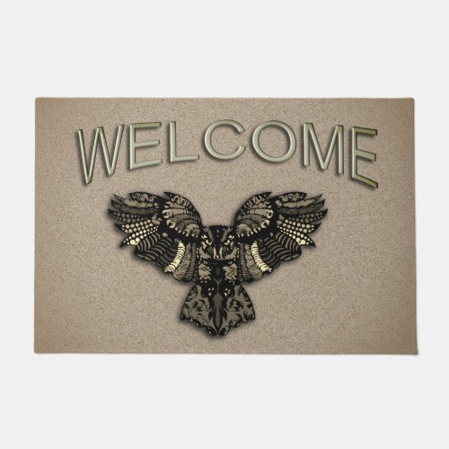 Beautiful Rustic Owl Welcome Doormat