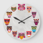 Beautiful Rustic Owls Large Clock at Zazzle