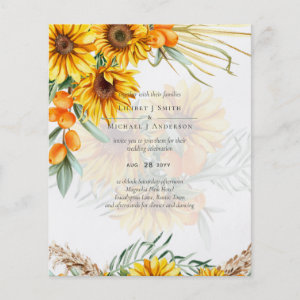 Beautiful Rustic Sunflowers Pampas Grass Wedding Flyer