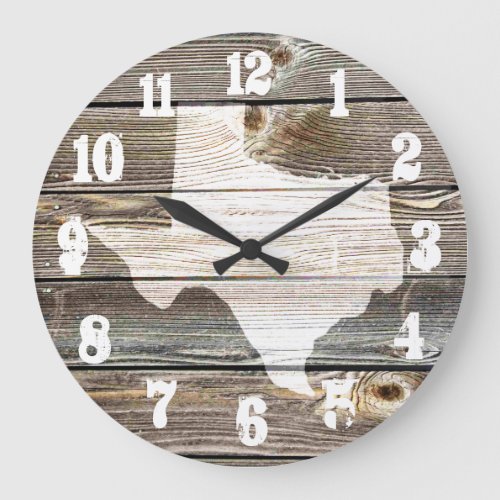 Beautiful Rustic Texas Map Authentic looking wood Large Clock