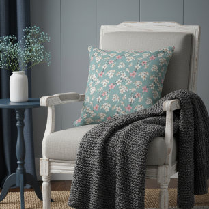 Beautiful Rustic Vintage Cherry Blossoms Throw Pillow