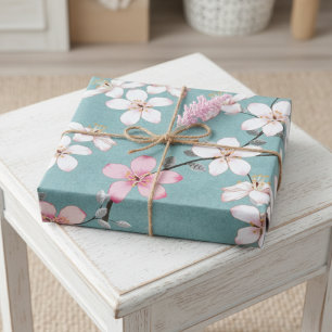 Beautiful Rustic Vintage Cherry Blossoms Wrapping Paper