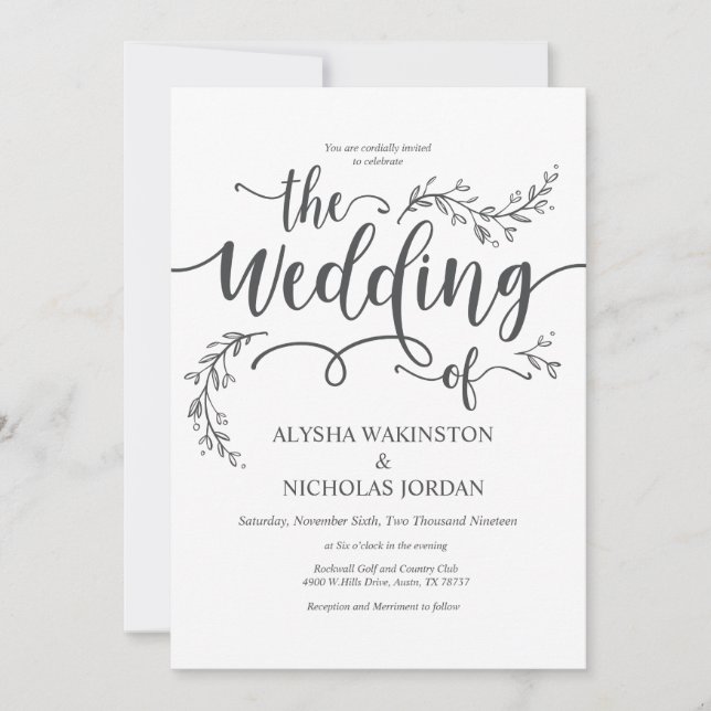 Beautiful Rustic Wedding Invitation Card (Front)