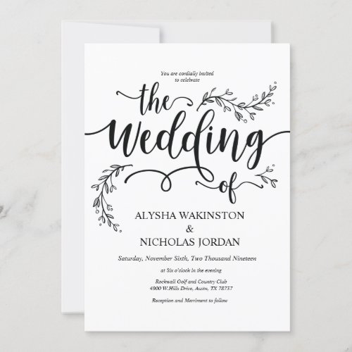 Beautiful Rustic Wedding Invitation Card