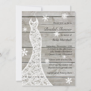 Beautiful Rustic Winter Bridal Shower Invitation
