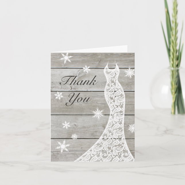 Beautiful Rustic Winter Thank You Card (Front)