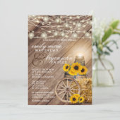 Beautiful Rustic Wood Barrel and Sunflowers Invitation (Standing Front)