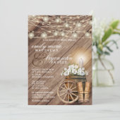 Beautiful Rustic Wood Barrel and White Floral Invitation (Standing Front)