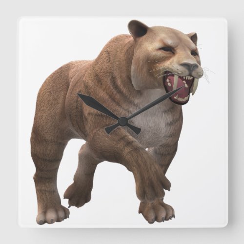 beautiful saber_toothed tiger square wall clock