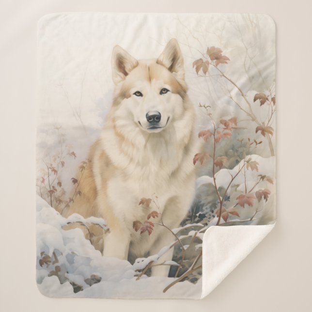 Beautiful Sable Husky – Bold & Loyal Sherpa Blanket (Front)