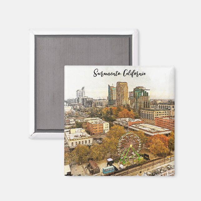 Beautiful Sacramento California City View Magnet (Front/Back)