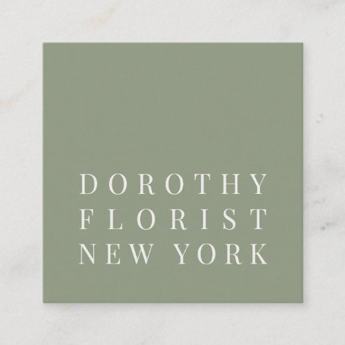 Beautiful sage green elegant minimalist florist square business card