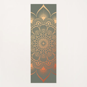 Beautiful Sage Green Peach Mandala Yoga Mat