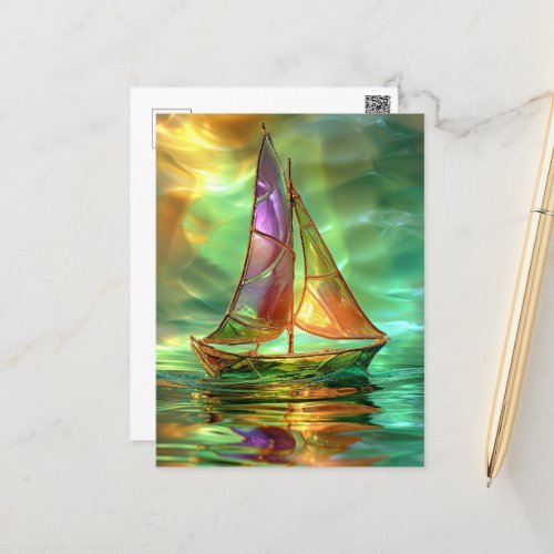 Beautiful Sailboat artwork AI_generated Postcard