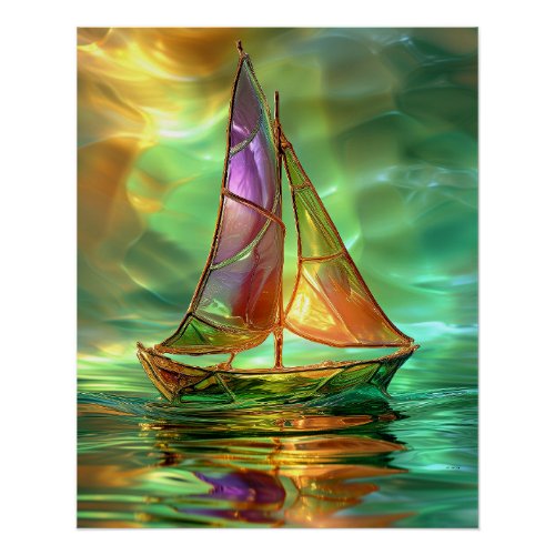 Beautiful Sailboat artwork AI_generated Poster