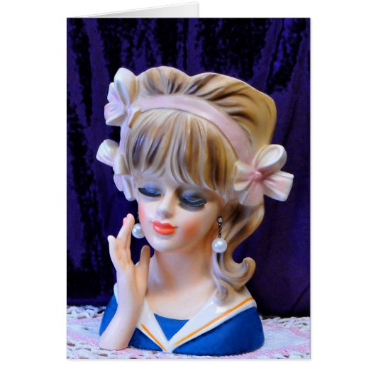 Beautiful Sailor Girl Head Vase Doll Pink Bows (Front)