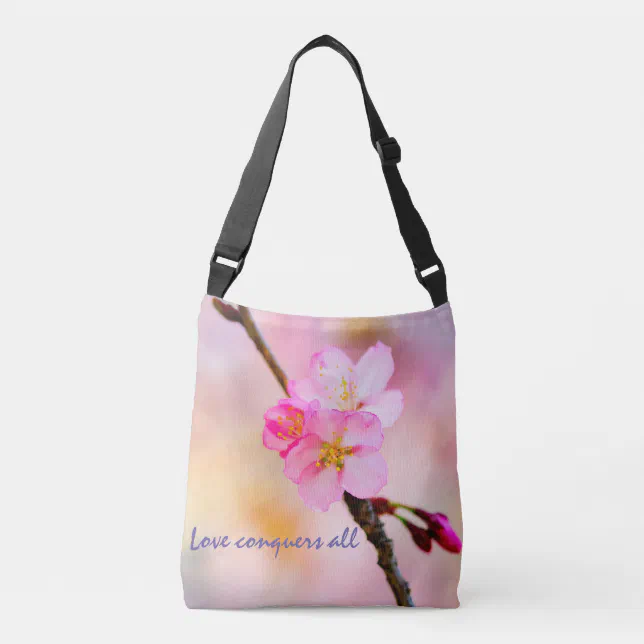 Sakura Pink Cherry Blossom Hand Bag with Adjustable Cross Body Strap