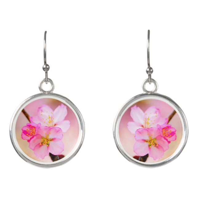 Beautiful Sakura Cherry Blossoms Earrings (Front)
