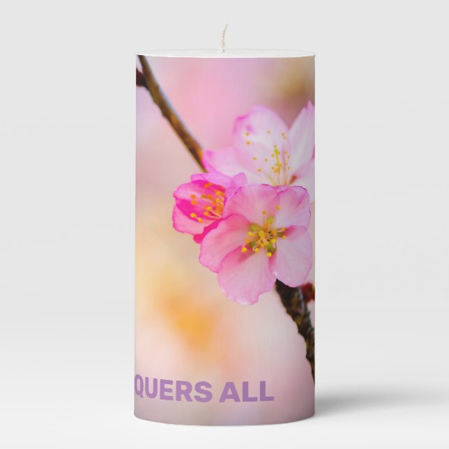 Beautiful Sakura Cherry Blossoms Pillar Candle (Front)