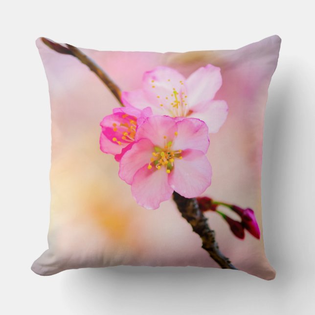 Beautiful Sakura Cherry Blossoms Throw Pillow (Front)