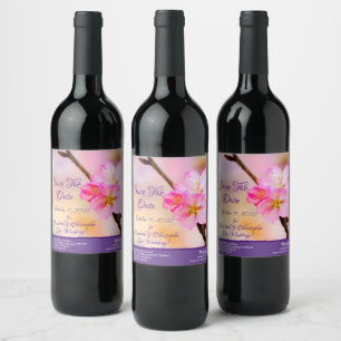 Beautiful Sakura Cherry Blossoms Wine Label