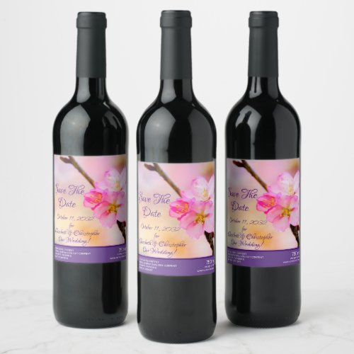 Beautiful Sakura Cherry Blossoms Wine Label