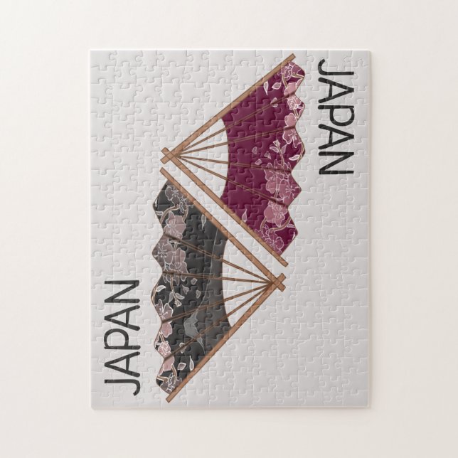Beautiful Sakura Fan Hand Illustrated Japan Jigsaw Puzzle (Vertical)