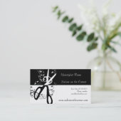 Beautiful Salon Seamstress  Black White Scissors Appointment Card (Standing Front)