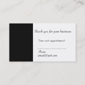 Beautiful Salon Seamstress  Black White Scissors Appointment Card (Back)