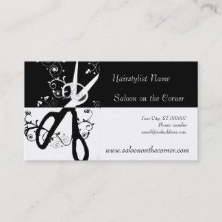 Beautiful Salon Seamstress Black White Scissors Appointment Card