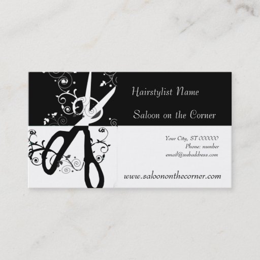 Customizable Salon Black and White Scissors Business Card Templates