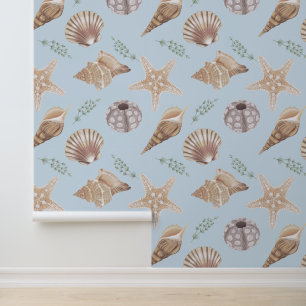 Beautiful Saltwater Seashells Pattern Wallpaper