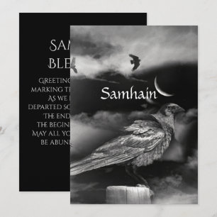 Beautiful Samhain Blessing Moon Raven Crows