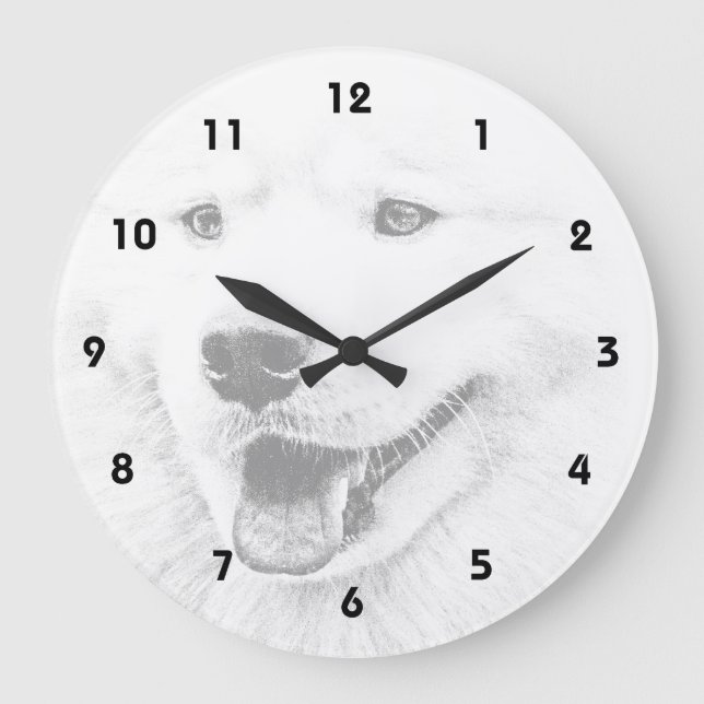 Beautiful Samoyed dog art Large Clock (Front)
