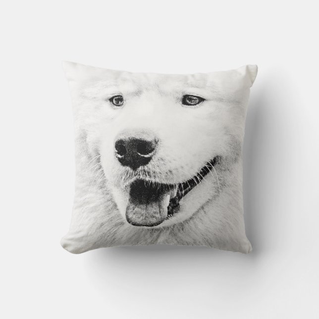 Beautiful Samoyed dog art Throw Pillow (Front)