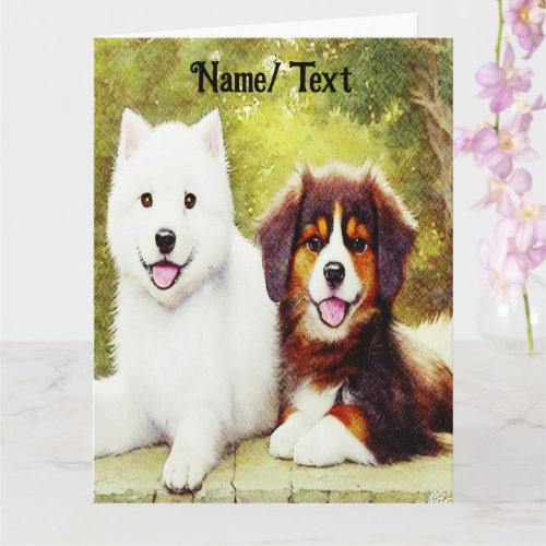 Beautiful Samoyed  English Shepherd Pups Card