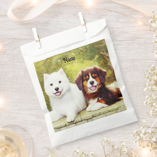 Beautiful Samoyed & English Shepherd Pups Favor Bag (Clipped)