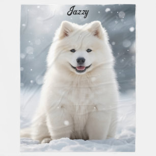 Beautiful Samoyed Personalized Fleece Blanket