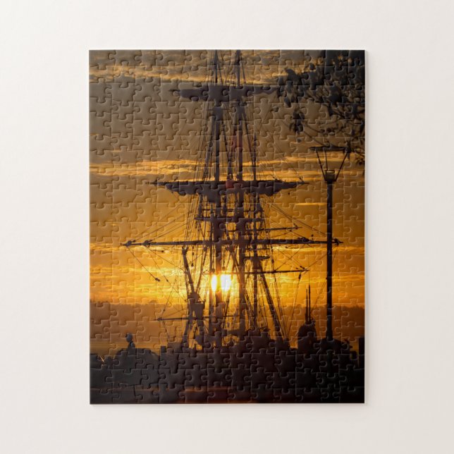 Beautiful San Diego Sunset with Tall-Mast Ship Jigsaw Puzzle (Vertical)