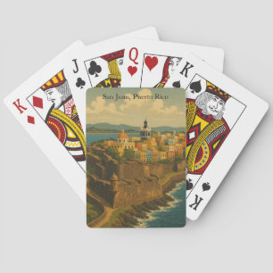 Beautiful San Juan Puerto Rico Retro Art Poker Cards