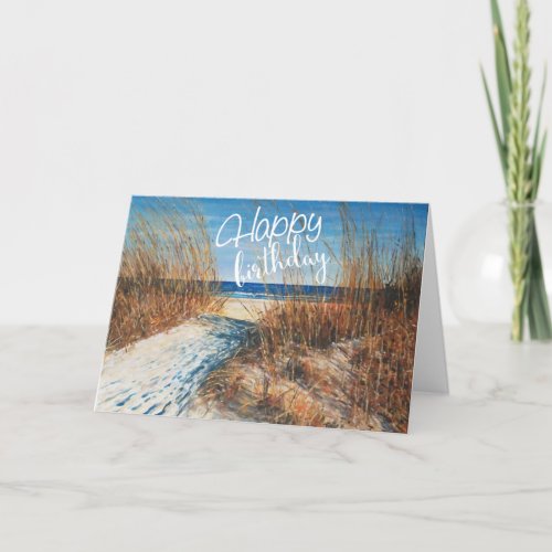 Beautiful Sand Dunes Beach Painting Happy Birthday Card