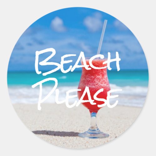 Beautiful Sandy Beach Please Red Daiquiri Sticker